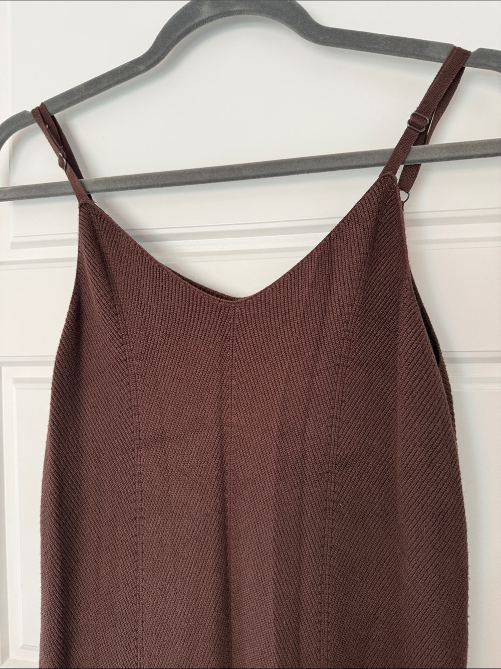 Scoop-Neck Brown Maxi Dress with Thin Spaghetti Straps